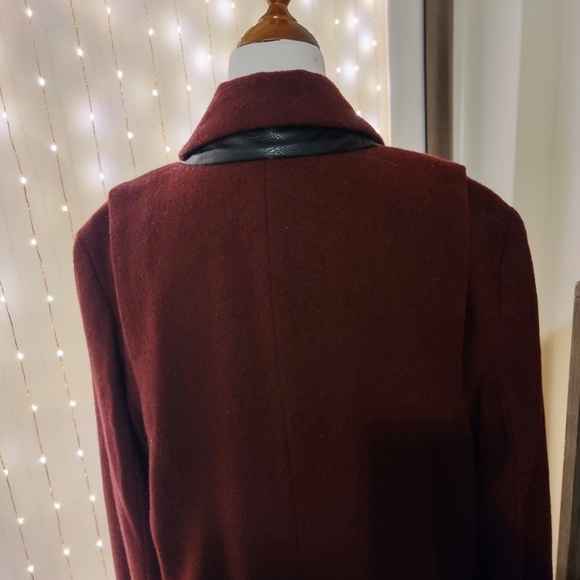 NWOT Kenneth Cole Maroon Wool Car Coat - Picture 6 of 8